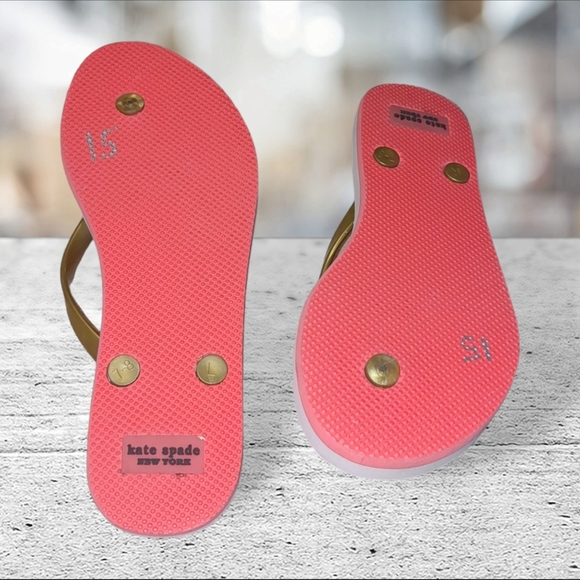 Kate spade Nassau flamingo flip flops/thong/sandals/shoes size 7-8 - Picture 4 of 12